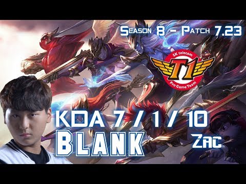 SKT T1 Blank ZAC vs SEJUANI Jungle - Patch 7.23 KR Ranked