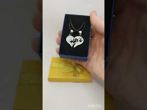 Подарок парню девушке двойные кулоны для влюбленных сердце "I Love you" серебристые на шнурках в коробочке - фото 1 - id-p2282536170