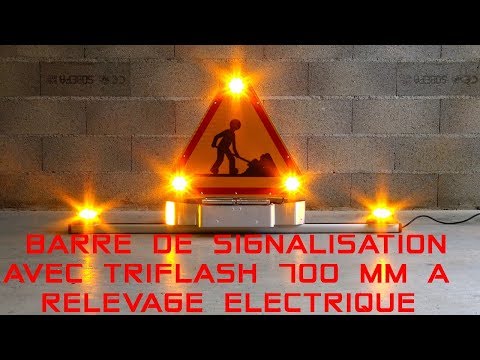 Barre de signalisation avec Triflash à relevage électrique et 2 gyrophares LED
