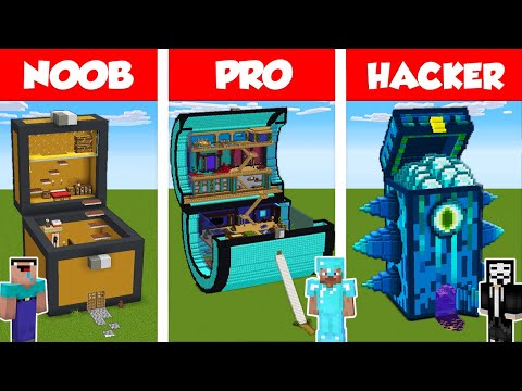 Minecraft NOOB vs PRO vs HACKER: CHEST HOUSE BUILD CHALLENGE in Minecraft / Animation
