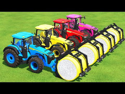 HARVEST COTTON AND TRANSPORT & LOAD COTTON BALES WITH COLOR JOHN DEERE TRACTOR! Farming Simulator 22