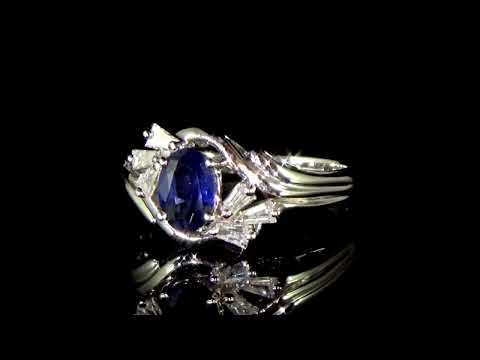 Lady's 14k White Gold 1.50ct Blue Sapphire and Diamond Ring