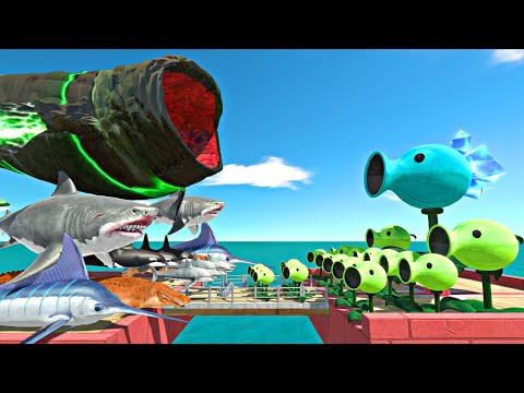 Sea Monsters Peashooter Challenge | Bloop vs Ice Peashooter Team - Animal Revolt Battle Simulator