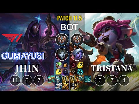 T1 Gumayusi Jhin vs Tristana Bot - KR Patch 11.5