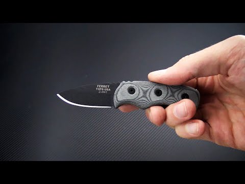TOPS Knives Ferret Black Linen Micarta Neck Knife For Sale