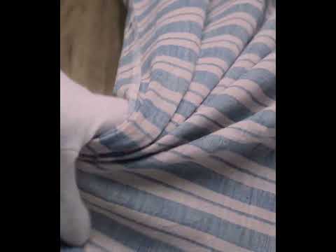 Stripe Blue & Cream Pure Cotton 62 GSM Handwoven Fabric — video