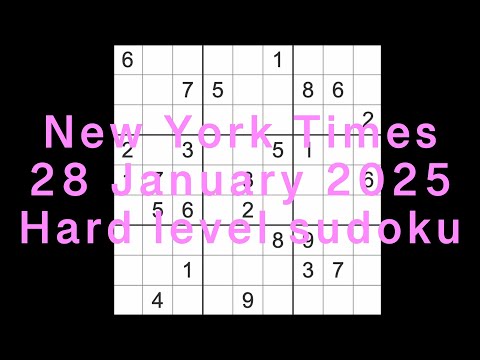 FLUKE WARNING (see comments) Sudoku solution – New York Times 28 January 2025 Hard level