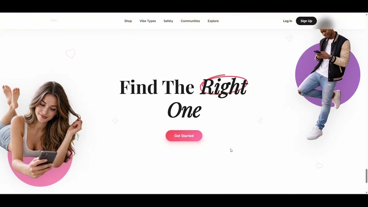 Dating app landing page design