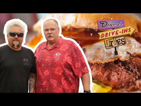 Guy Eats at Pigwich in KC with Chiefs Coach Andy Reid | Diners, Drive-Ins and Dives | Food Network