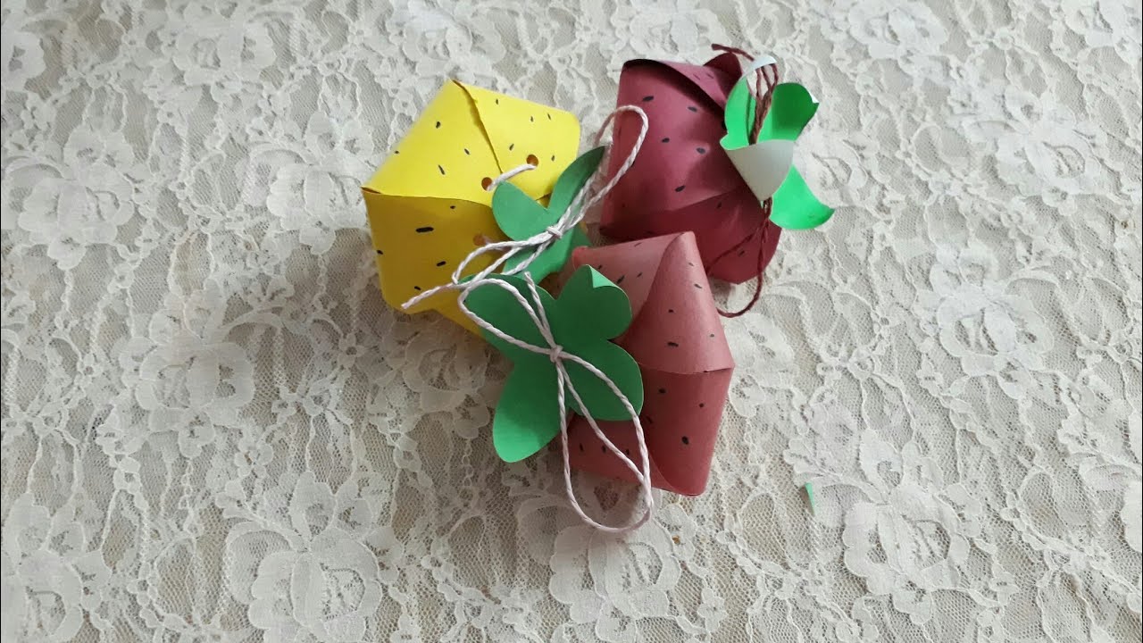 D.i.y how to make strawberry shape candy/treat box making tutorial2017