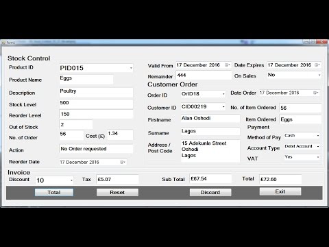 How to Create Stock Control Management System in Visual Basic.Net - Tutorial 1 of 3