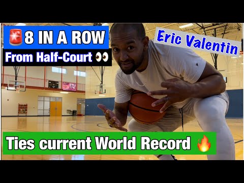 Eric Valentin Ties Guinness World Record For Consecutive Half-Court Shots (8 IN A ROW!!)