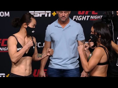 Yan Xiaonan vs. Carla Esparza - Weigh-in Face-Off - (UFC Fight Night: Font vs. Garbrandt) - /r/WMMA