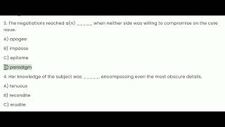 Advance Vocabulary Multiple choice Question