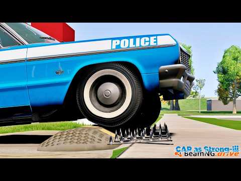 Cars Vs Spike Strip SPECIAL #05 ** Long Video -- BEAMNG DRIVE