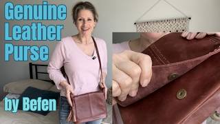RFID Blocking Genuine Leather Crossbody Purse by Befen. Medium Size.