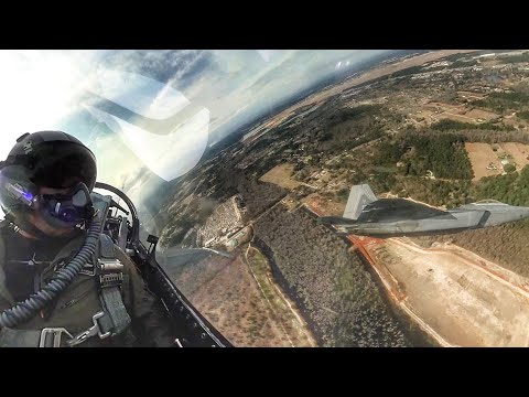 Fighter Pilot's POV - Inside an F-16 Flying Formation with an F-22 Raptor