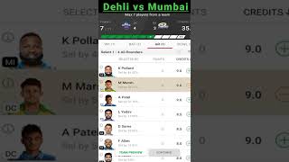 Dehli vs Mumbai #dcvsmi #dcvsmidream11  DC vs mi match prediction today