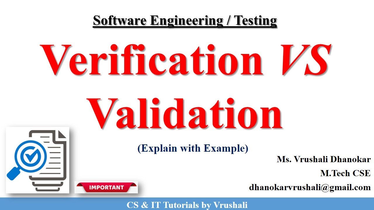 SE 49 : Learn Verification VS Validation in 5 Minutes with Example  @csittutorialsbyvrushali