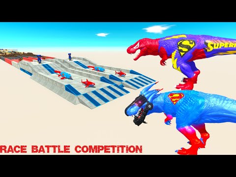 T-REX SUPERMAN vs T-REX SUPERMAN RACE BATTLE COMPETITION - Animal Revolt Battle Simulator