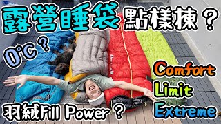露營新手￼指南：睡袋-點樣揀？木乃伊 Ultra Light Quilt? 舒適溫度? 羽絨Fill Power ? R-value？Comfort Limit Extreme 詳盡分析   4K