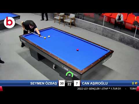 SEYMEN ÖZBAŞ & CAN AŞIROĞLU Bilardo Maçı - 2022 U21 GENÇLER 1.ETAP-1.TUR D1