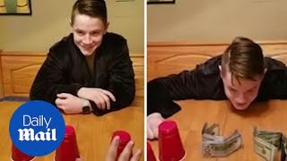 Hilarious video shows dad pranking son with &#39;find the money&#39; trick