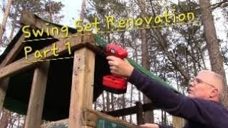 Swing Set Repair / Remodel Part 1 New Top Shade Kit and Slide
