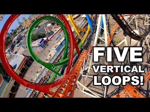 Olympia Looping Front Row POV Worlds Largest Traveling Roller Coaster