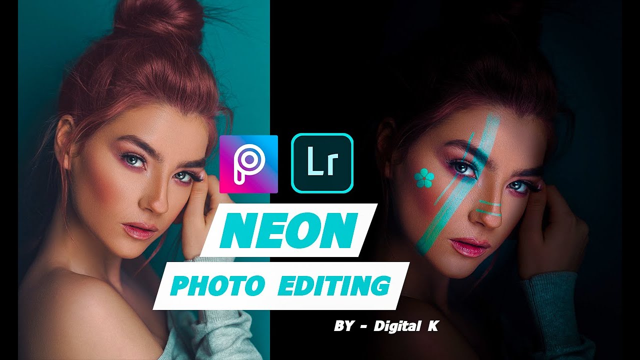 Neon Photo Editing In PicsArt And Lightroom Tutorial | Neon Light Effect On Face | Only 5 minutes