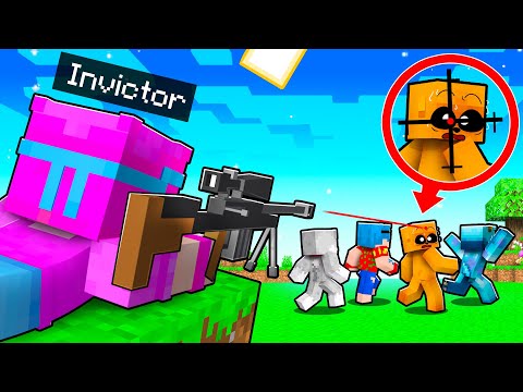 🎯 INVICTOR vs 4 HUNTERS with OP Weapons 🔫 Minecraft