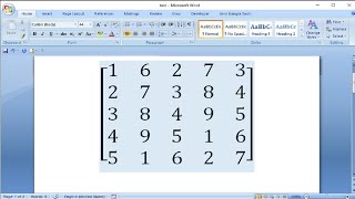 How to create a matrix larger than 3×3 in microsoft word