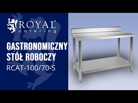 Video - Stół roboczy ze stali nierdzewnej - ECO - 100 x 70 cm - 120 kg - rant - Royal Catering