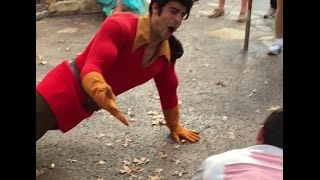 Man Challenges Gaston To Manly Push-up Contest At Disney World