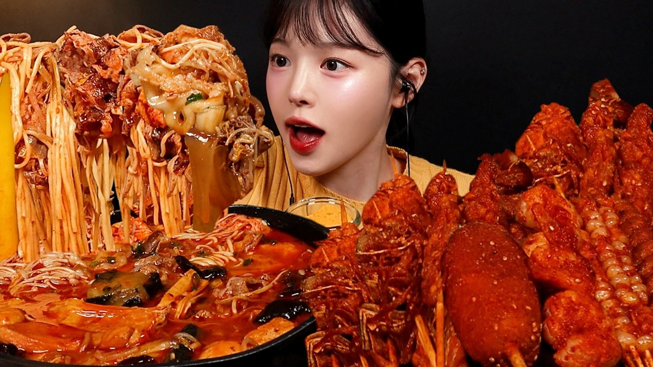SUB)마라탕 먹방 레전드 왔다🔥바삭한 마라꼬치까지 쌓아서 먹기 샤오마라 꿀조합 Malatang Mukbang Asmr