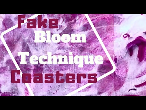 Fake Bloom Technique on Coasters,acrylicpouring made easy, fun activity athome