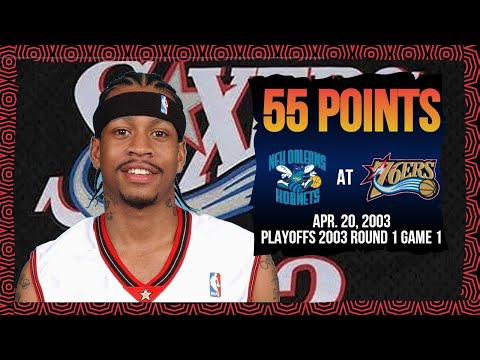 MUST SEE: Allen Iverson PLAYOFF HIGH 55 Points vs Hornets | 2003 Playoffs Round 1 Game 1