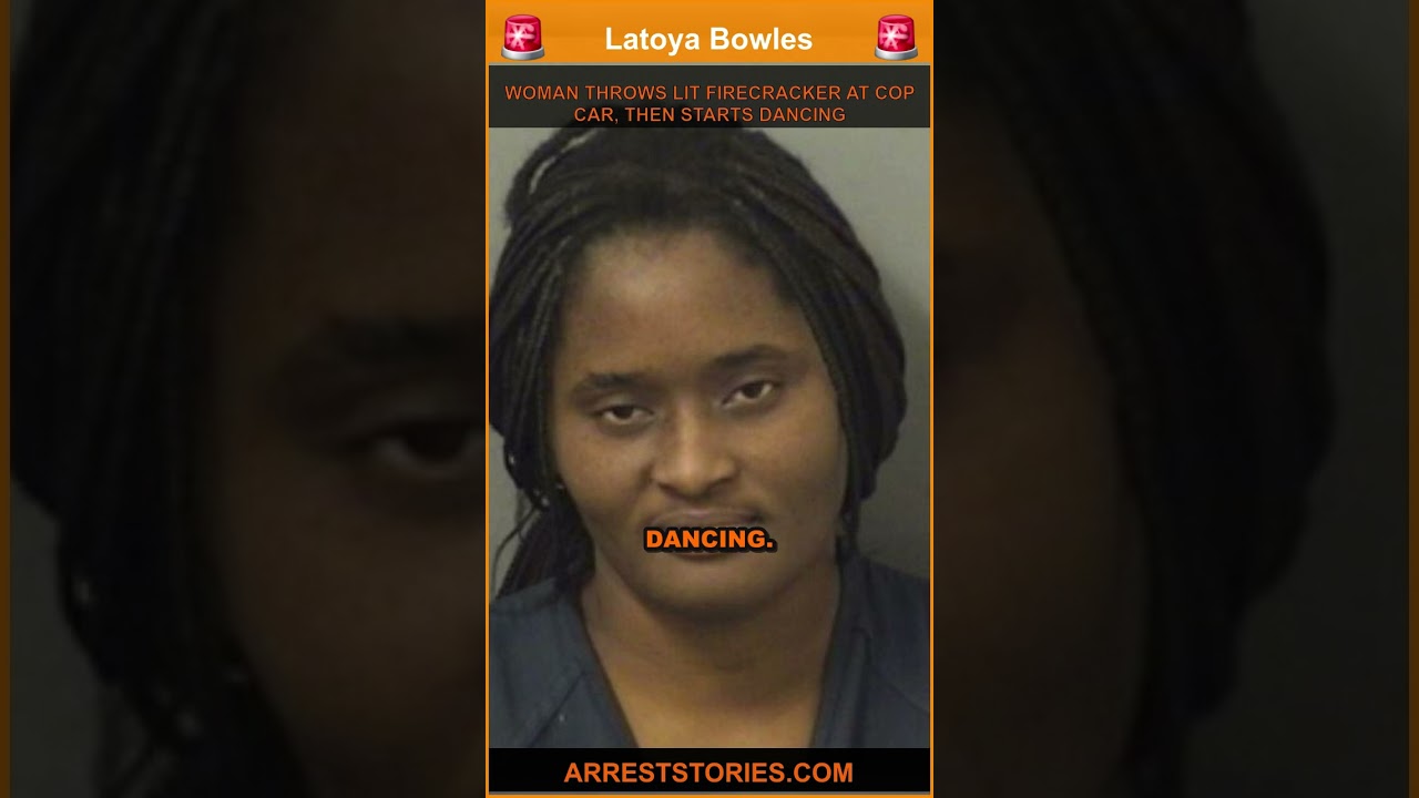 WOMAN THROWS LIT FIRECRACKER AT COP CAR, THEN STARTS DANCING