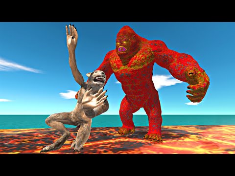 Magma Gorilla vs Fantasy + Lava Dragon in Magma Arena - Animal Revolt Battle Simulator