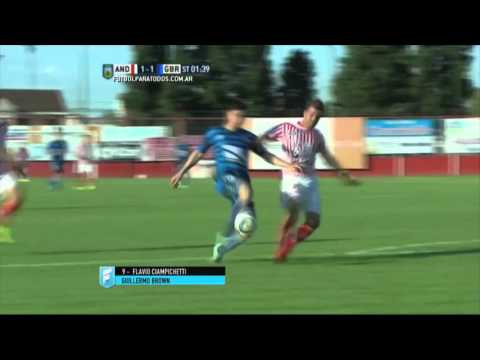 Gol de Ciampichetti. Los Andes 1 - Guillermo Brown 1. Fecha 42. Primera B Nacional 2015. FPT.