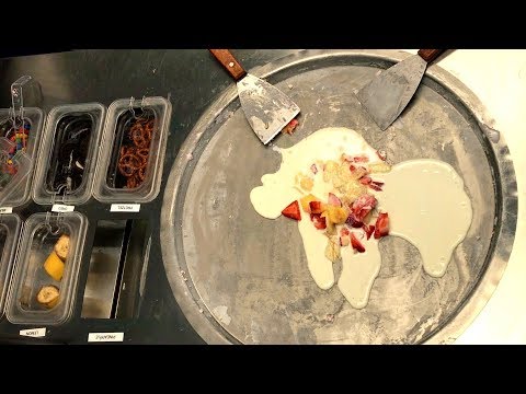 Ice Cream Rolls | Strawberry, Banana & Pineapple / Fried Thailand Ice Cream rolled by Freeze Cream