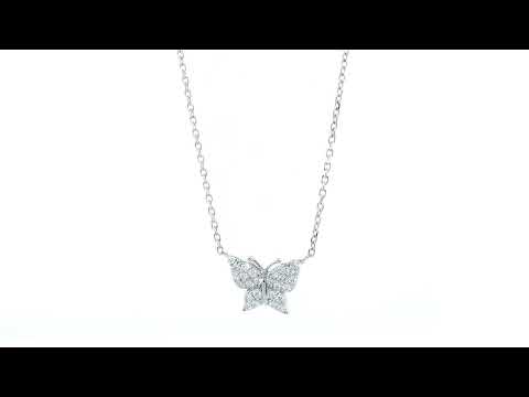 13 mm Wide Diamond Butterfly Pendant Necklace, 0.30 CT, 16.5 IN in 14K White Gold NK31324W