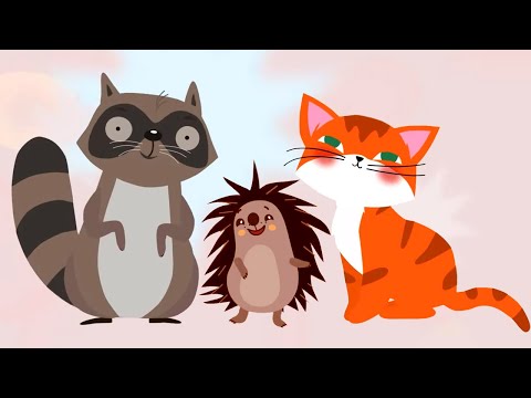 Котэ ТВ - Песенки про ёжика, кошку и енота 🦔🐈🦝 - Сборник песенок для малышей о животных-помощниках