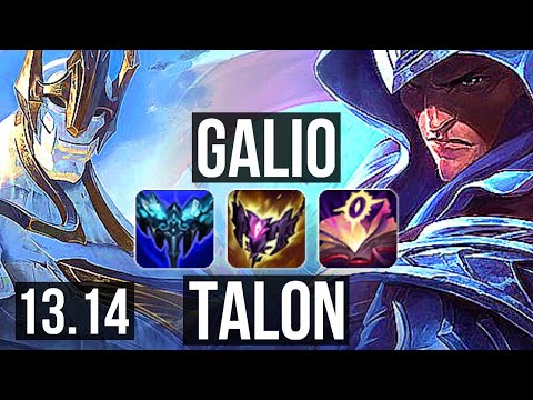 GALIO vs TALON (MID) | 4/0/13, 5.0M mastery, 1500+ games | KR Master | 13.14