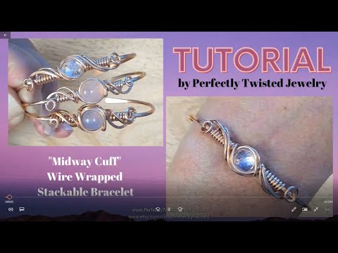 Wire Wrapping Tutorial - Midway Wire Wrapped Cuff Bracelet, Easy, Fun, Stackable bracelets