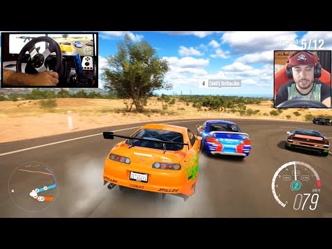 GOLIAS COM O SUPRA DO BRIAN O'CONNER - FORZA HORIZON 3 NO VOLANTE G27 - GOPRO