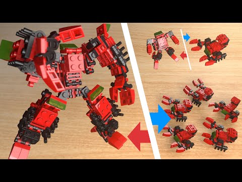 Skorpion-Kombinator-Transformator-Mech aus Mikro-LEGO-Steinen – Der Rote