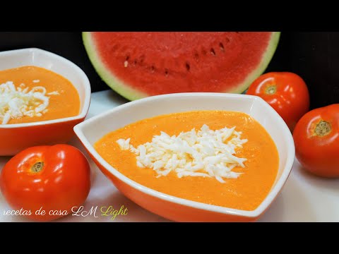 SALMOREJO LIGHT  DE SANDÍA RECETA FÁCIL , RÁPIDA Y ECONÓMICA