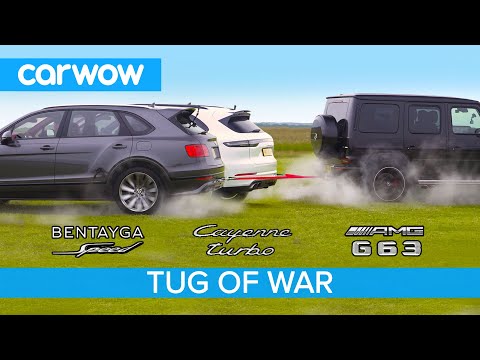 AMG G63 vs Bentley Bentayga Speed & Porsche Cayenne Turbo - TUG OF WAR!