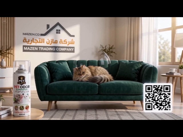 معطر ومزيل رائحة الحيوانات الأليفة . أمن و لايضر بالتنفس ولا يؤثر على الحيوانات